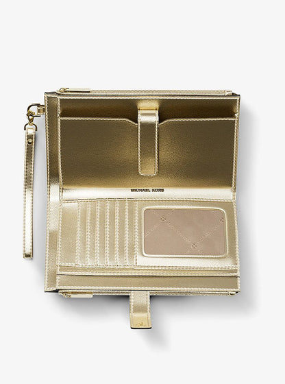 Jet Set Travel Large Signature Logo Wristlet Pale Gold Pale Gold