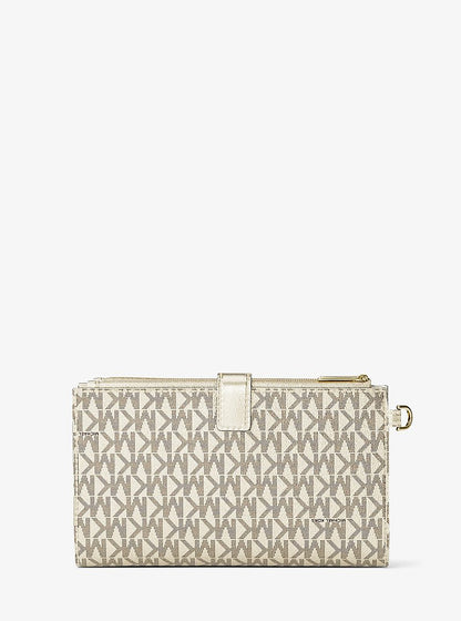 Jet Set Travel Large Signature Logo Wristlet Pale Gold Pale Gold