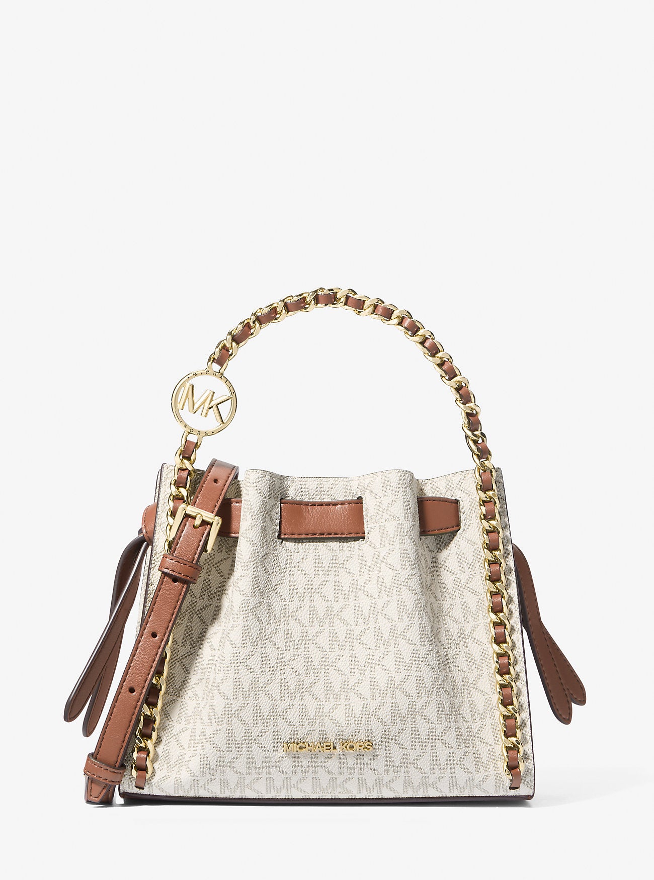 Mina Small Signature Logo Chain Crossbody Bag Vanilla Vanilla