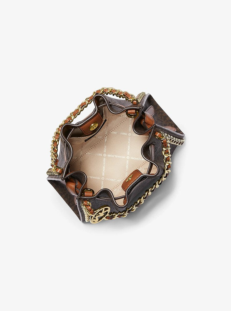 Mina Small Signature Logo Chain Crossbody Bag Brown Brown
