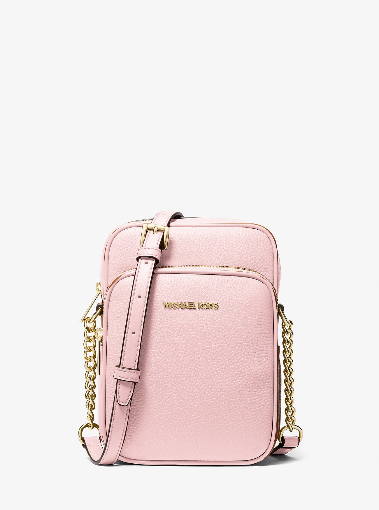 Jet Set Travel Medium Pebbled Leather Crossbody Bag Powder Blush Powder Blush