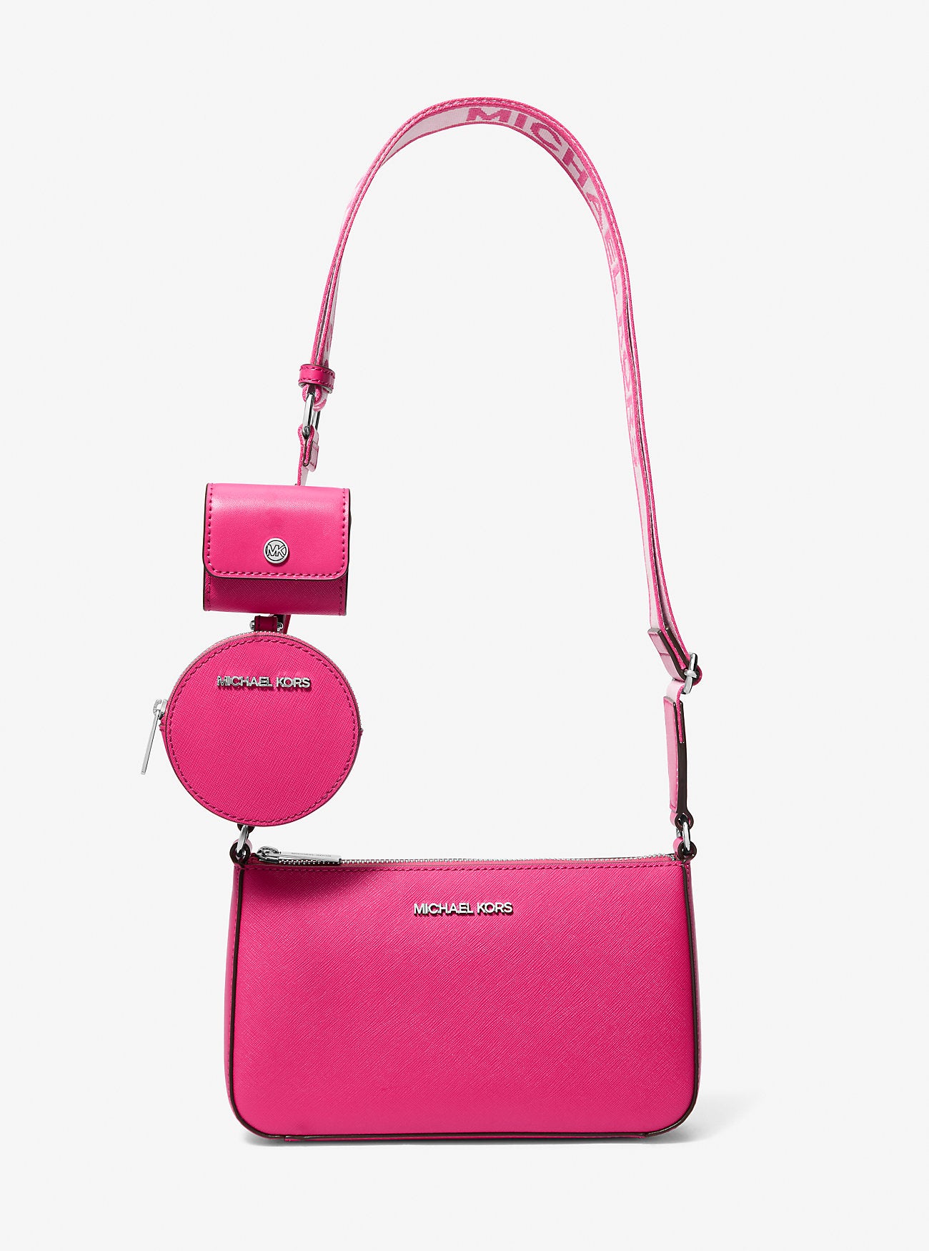 Jet Set Small Saffiano Leather Crossbody Bag with Case for Apple Airpods Pro® Dragonfruit Dragonfruit
