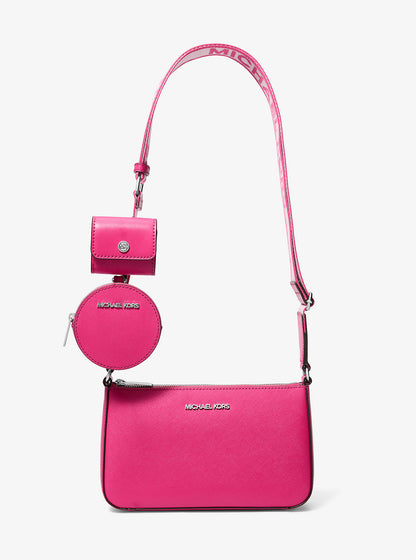 Jet Set Small Saffiano Leather Crossbody Bag with Case for Apple Airpods Pro® Dragonfruit Dragonfruit