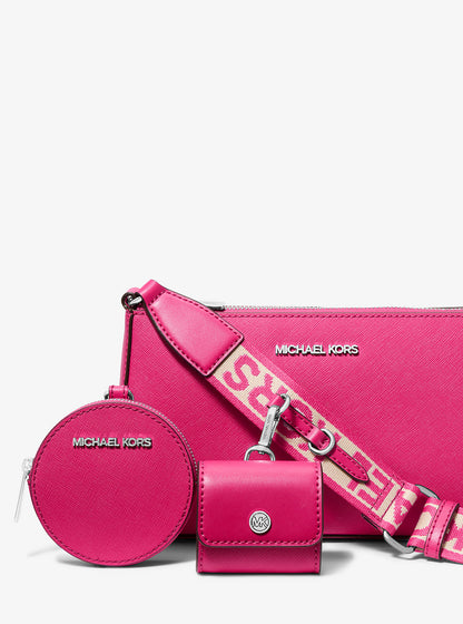 Jet Set Small Saffiano Leather Crossbody Bag with Case for Apple Airpods Pro® Dragonfruit Dragonfruit