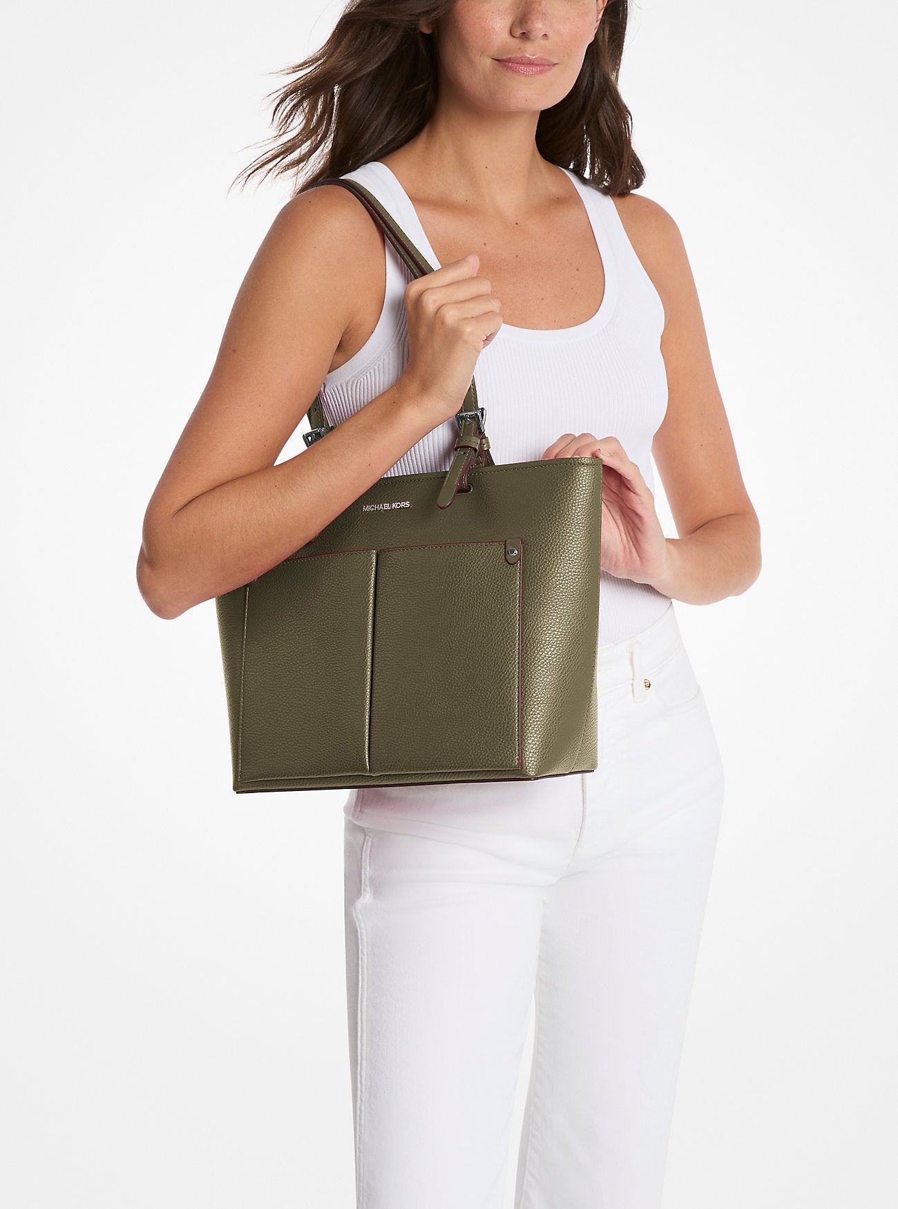 Jet Set Medium Pocket Tote Bag Olive Olive