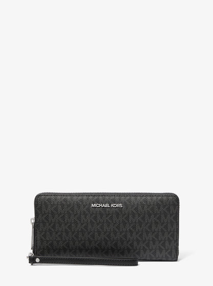 Jet Set Travel Large Signature Logo Continental Wallet Black Black