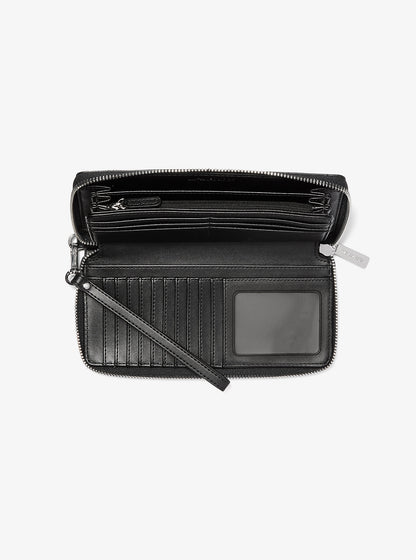 Jet Set Travel Large Signature Logo Continental Wallet Black Black