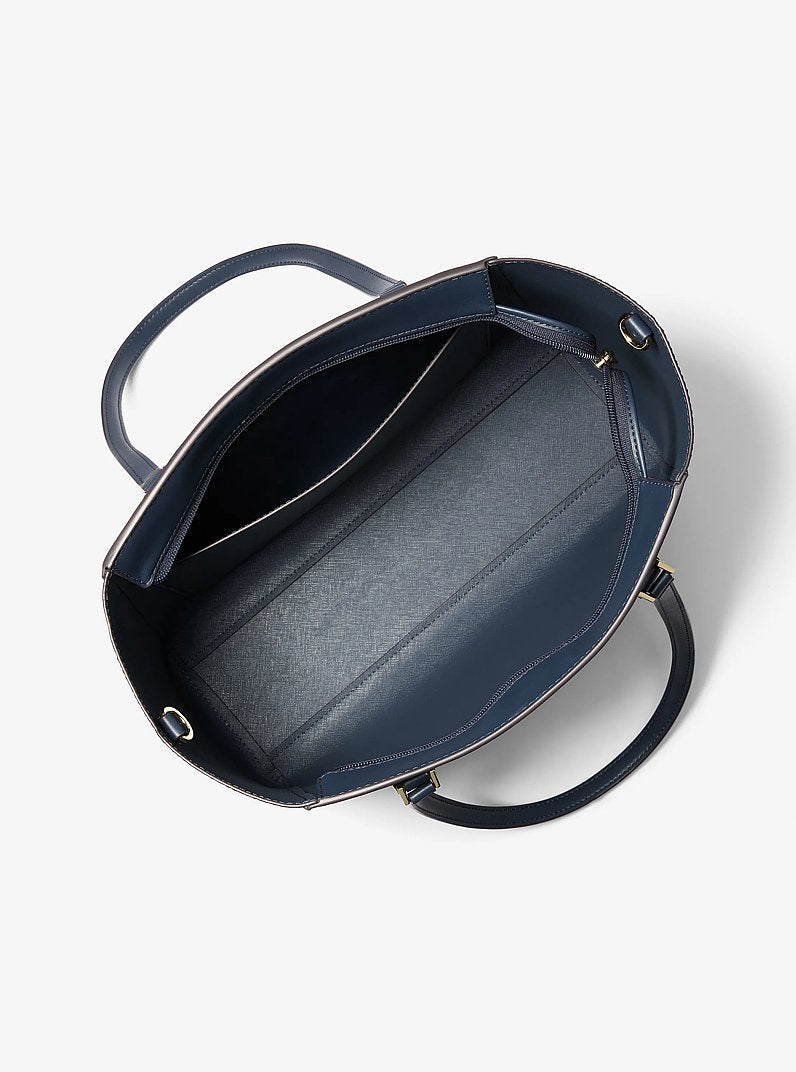 Charlotte Large Saffiano Leather 3-in-1 Tote Bag Navy Navy