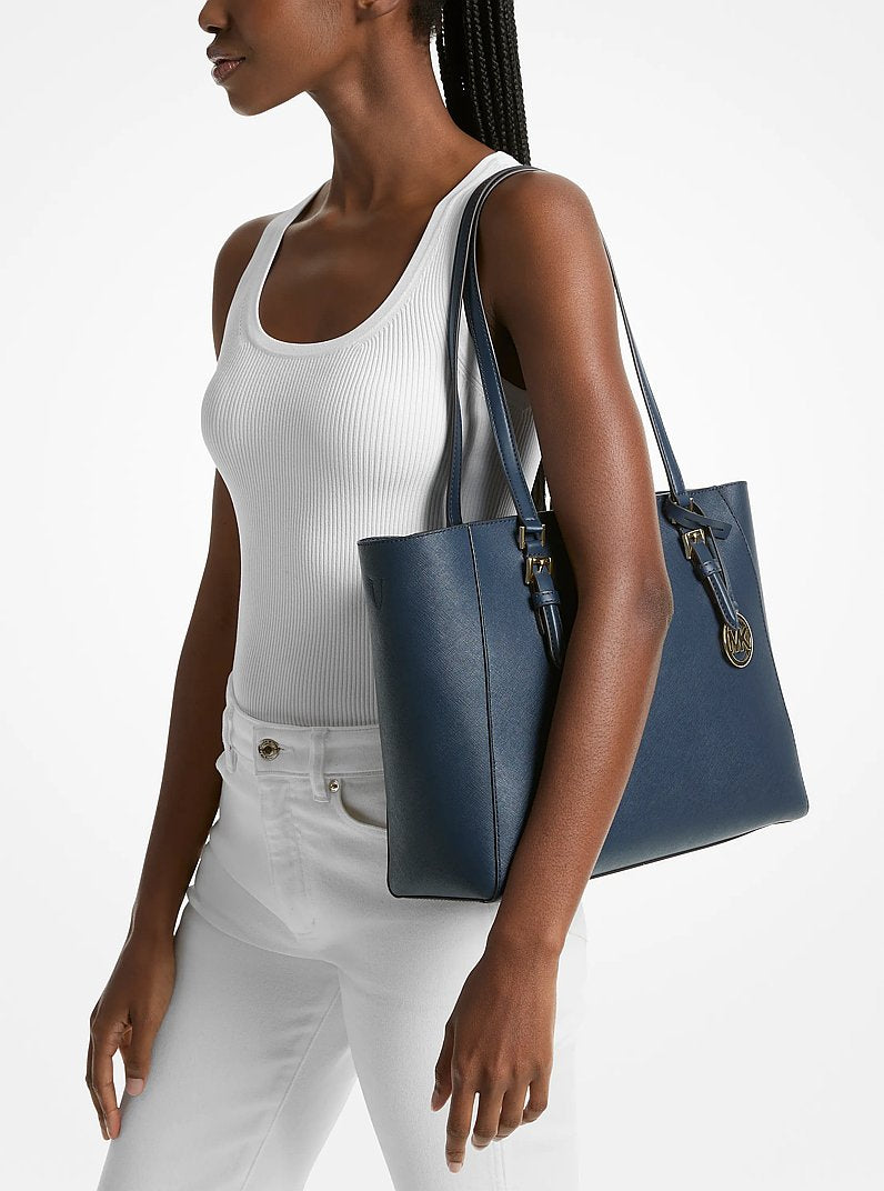 Charlotte Large Saffiano Leather 3-in-1 Tote Bag Navy Navy