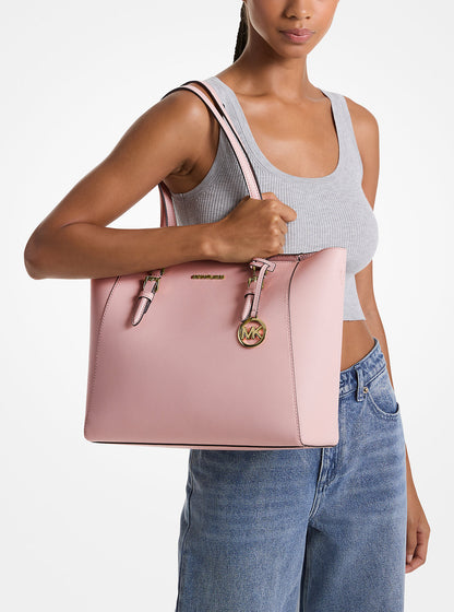Charlotte Large Saffiano Leather 3-in-1 Tote Bag Powder Blush Powder Blush
