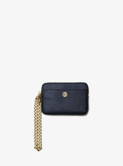 Medium Saffiano Leather Chain Card Case Navy Navy