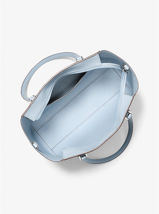 Charlotte Large Leather and Signature Logo 3-in-1 Tote Bag Pale Blue
