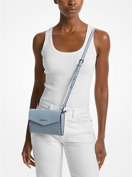 Charlotte Large Leather and Signature Logo 3-in-1 Tote Bag Pale Blue