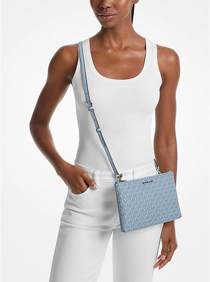 Charlotte Large Leather and Signature Logo 3-in-1 Tote Bag Pale Blue