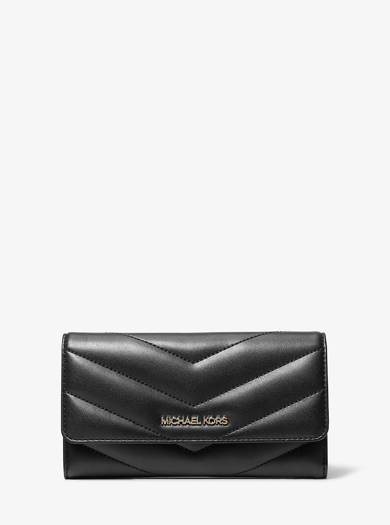 Jet Set Travel Large Quilted Tri-Fold Wallet Black Black