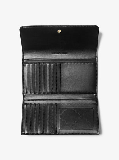 Jet Set Travel Large Quilted Tri-Fold Wallet Black Black