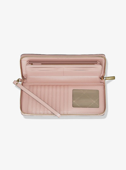 Jet Set Travel Large Signature Logo Continental Wristlet Powder Blush Powder Blush