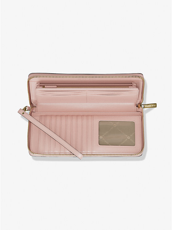 Jet Set Travel Large Signature Logo Continental Wristlet Powder Blush