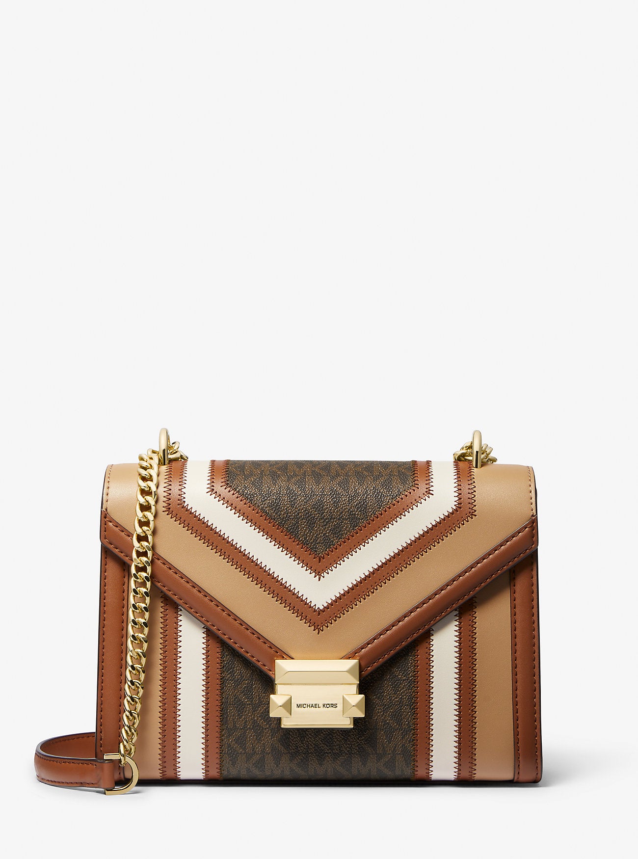 Whitney Medium Color-Block and Signature Logo Shoulder Bag Brown Multi Brown Multi