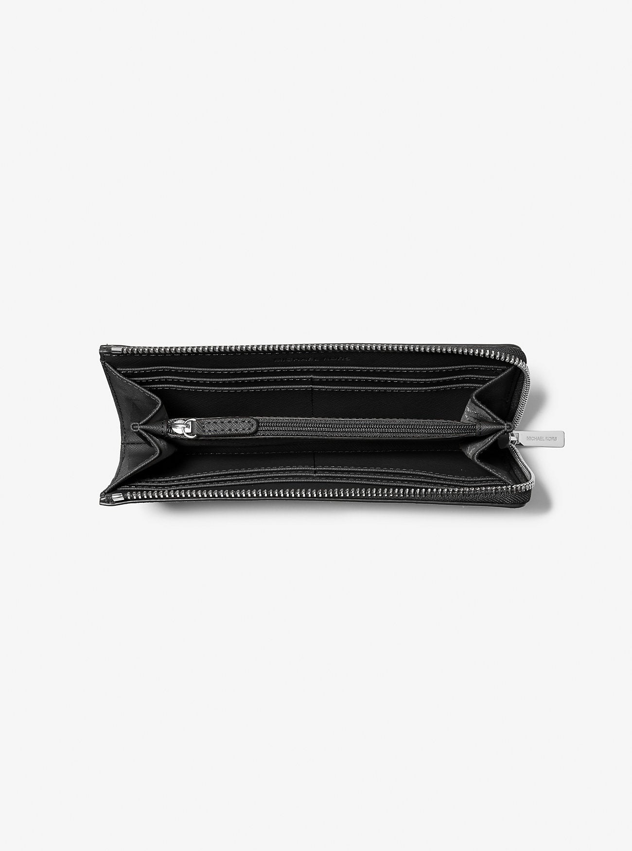 Jet Set Travel Large Saffiano Leather Quarter-Zip Wallet Black Black