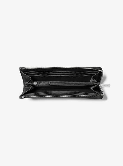 Jet Set Travel Large Saffiano Leather Quarter-Zip Wallet Black Black