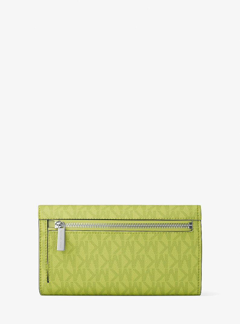 Jet Set Large Signature Logo Tri-Fold Wallet Lime Lime