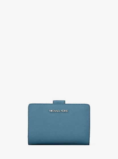 Medium Saffiano Leather Wallet Denim Denim
