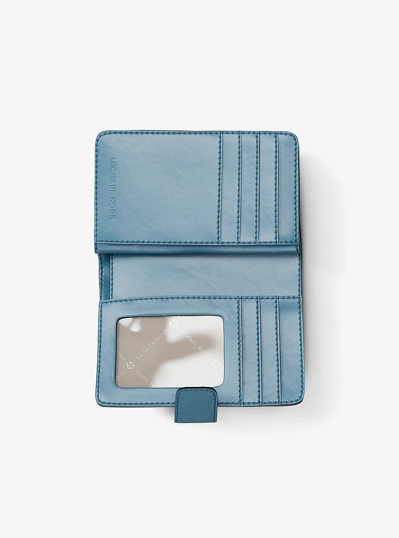 Medium Saffiano Leather Wallet Denim Denim