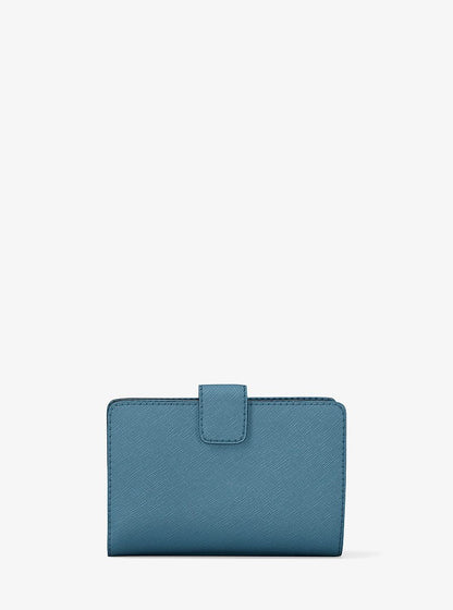 Medium Saffiano Leather Wallet Denim Denim