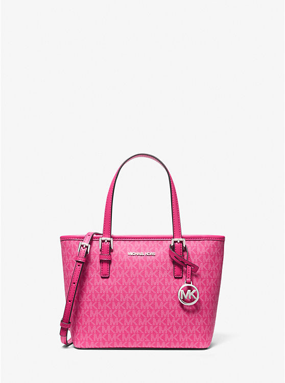 Micheal Kors Jet Set Travel Extra-Small Logo Top-Zip Tote Bag Dragonfruit