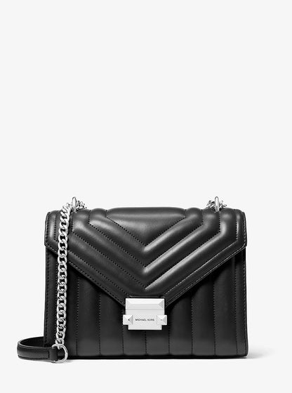 Whitney Medium Quilted Shoulder Bag Black Black