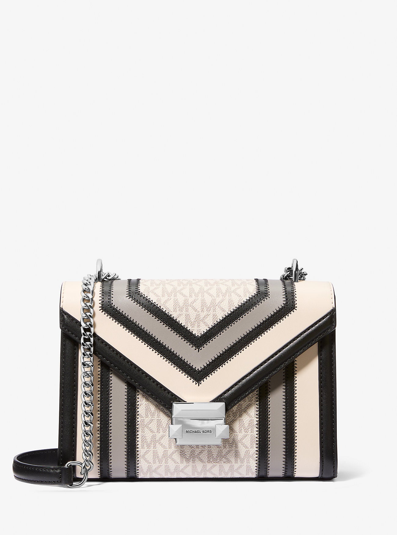 Whitney Medium Color-Block and Signature Logo Shoulder Bag Pearl Grey Multi Pearl Grey Multi