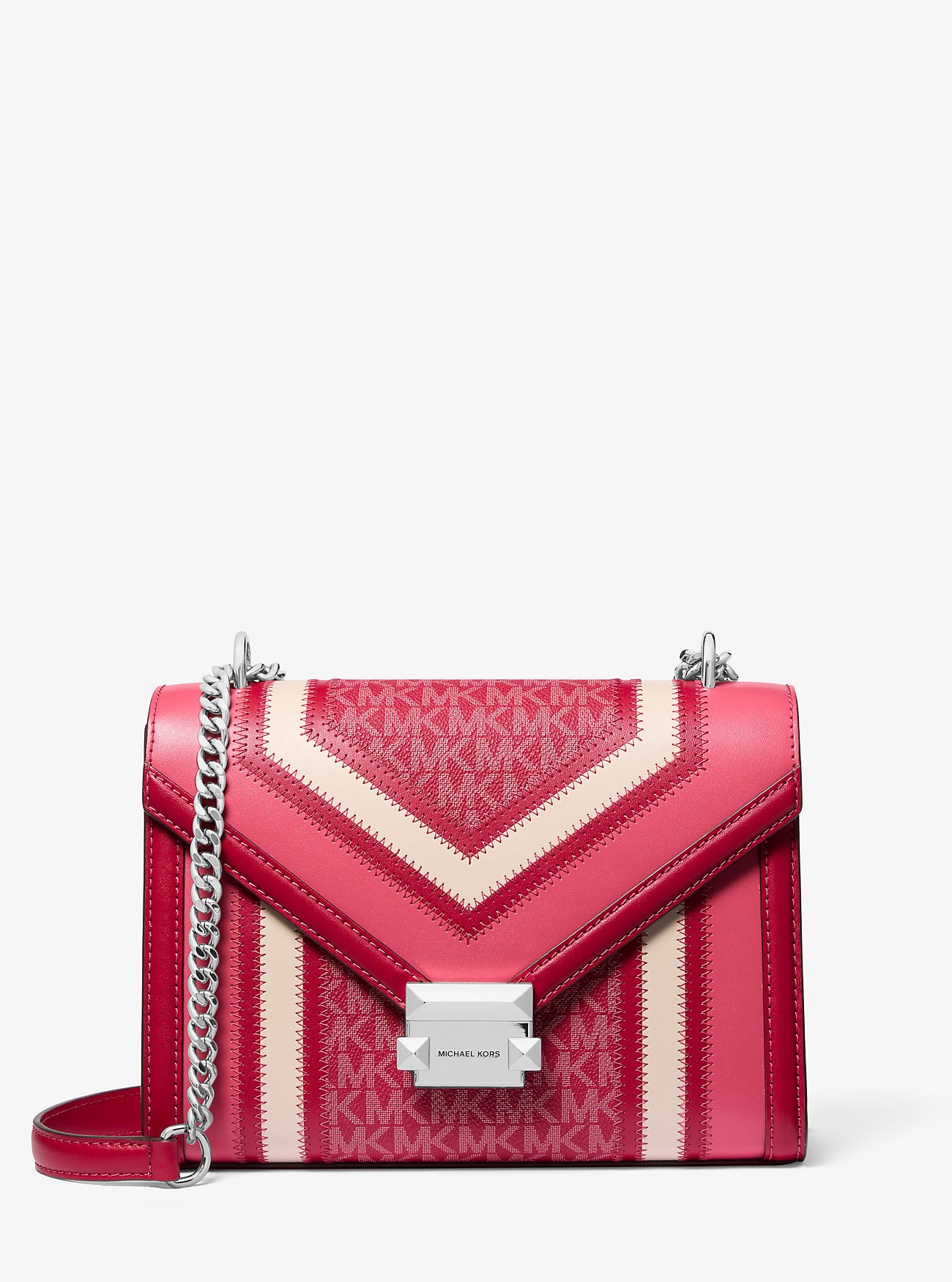 Whitney Medium Color-Block and Signature Logo Shoulder Bag Dark Raspberry Multi Dark Raspberry Multi