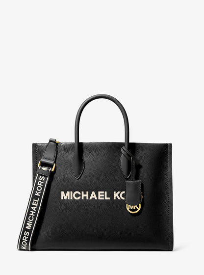 Mirella Medium Pebbled Leather Tote Bag Black Black