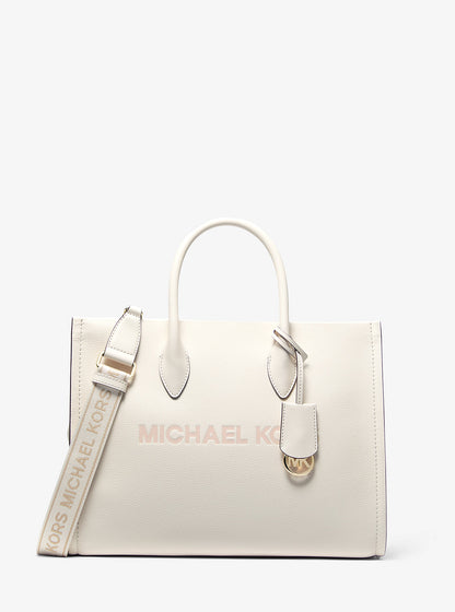 Mirella Medium Pebbled Leather Tote Bag Lt Cream Lt Cream