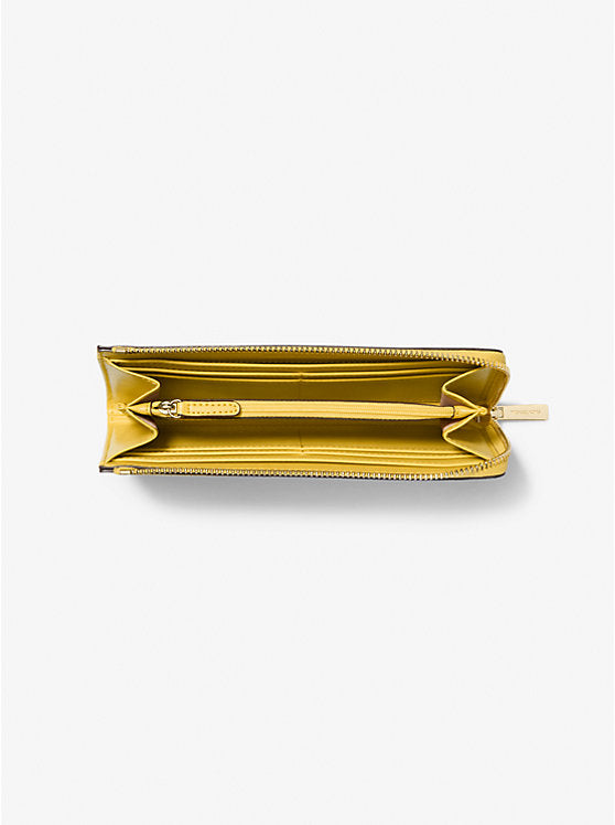 Jet Set Travel Large Signature Logo Quarter-Zip Wallet Daisy Yellow