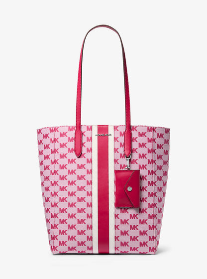 Vincent Large Logo Jacquard Tote Bag with Card Case Dk Raspberry Dk Raspberry