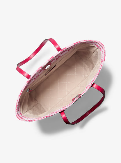 Vincent Large Logo Jacquard Tote Bag with Card Case Dk Raspberry Dk Raspberry