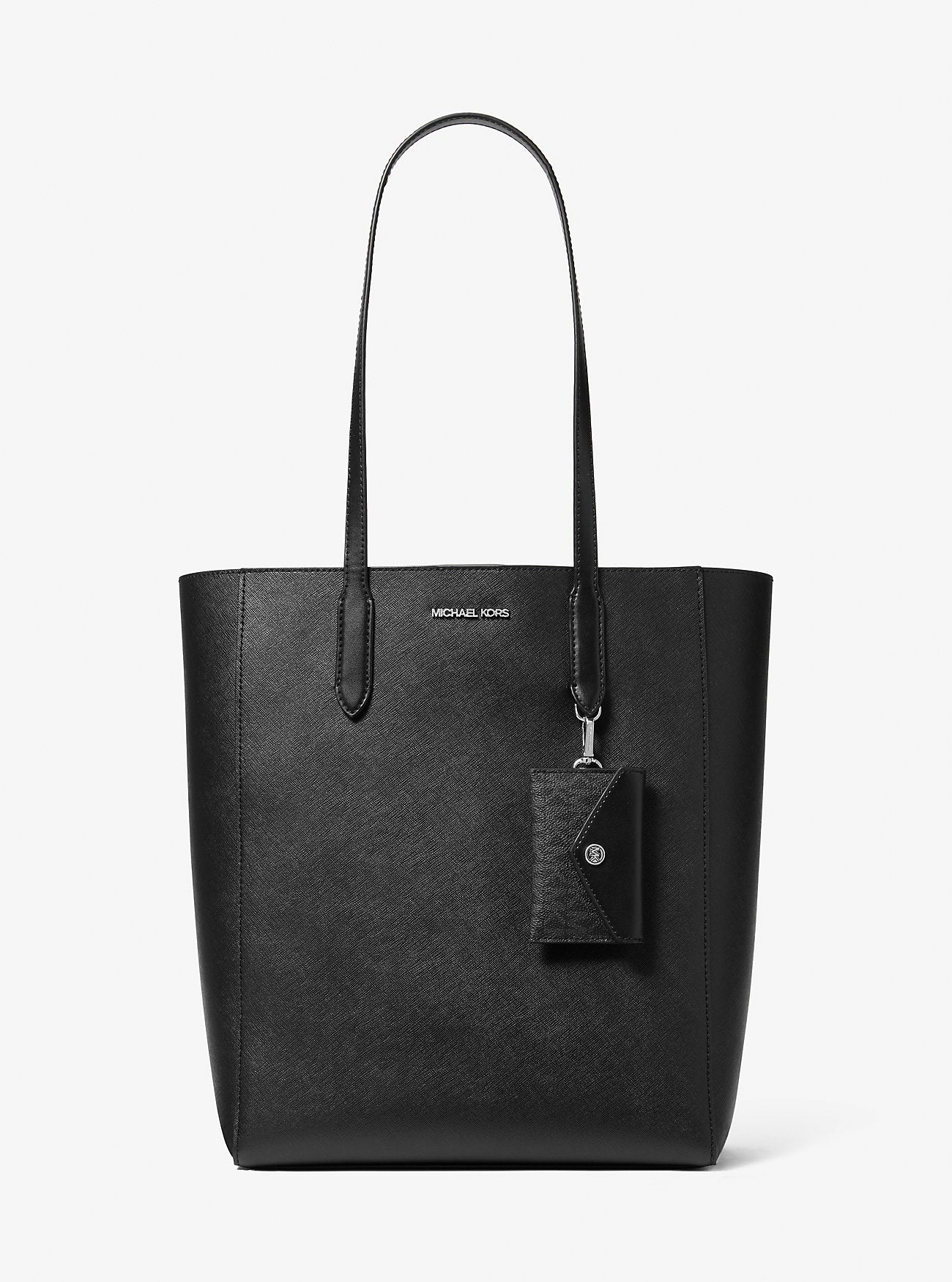 Vincent Large Saffiano Leather Tote Bag with Card Case Black Black