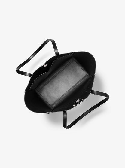 Vincent Large Saffiano Leather Tote Bag with Card Case Black Black