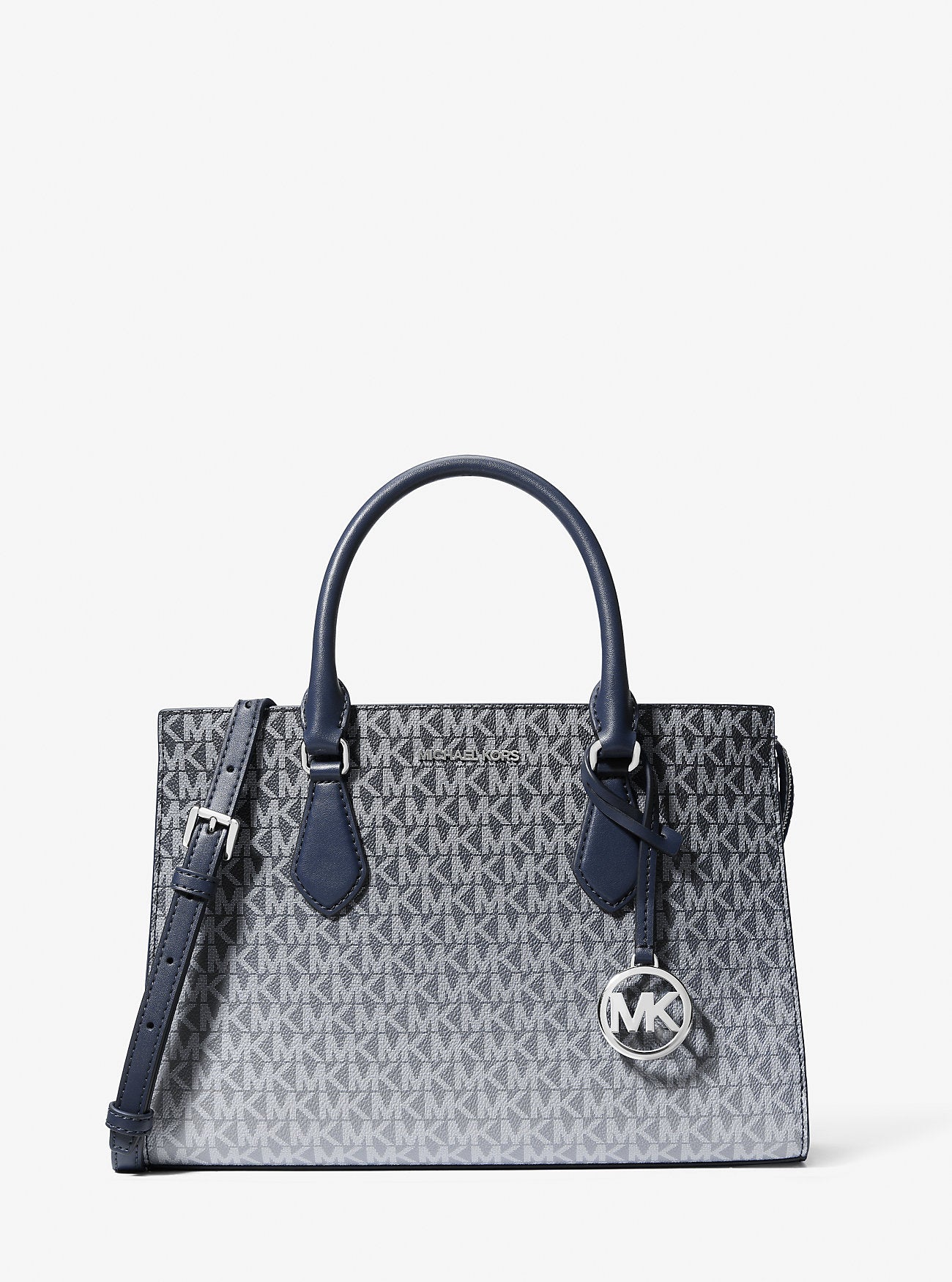 Sheila Medium Ombre Signature Logo Satchel Navy Navy