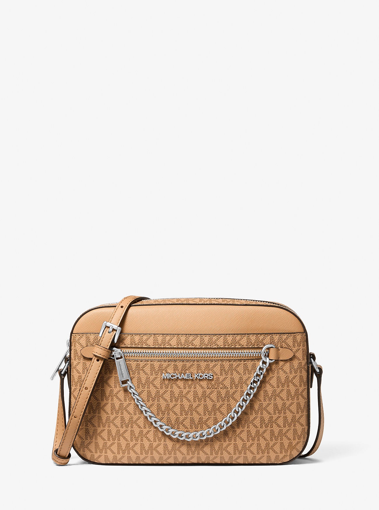 Jet Set Large Signature Logo Crossbody Bag Peanut Peanut