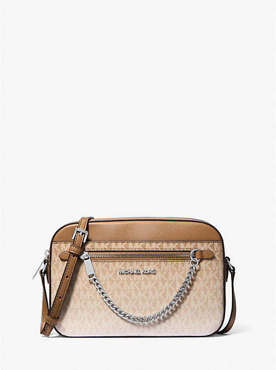 Micheal Kors Jet Set Large Ombr Signature Logo Crossbody Body Navy