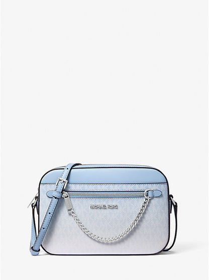 Micheal Kors Jet Set Large Ombr Signature Logo Crossbody Body Light Sky