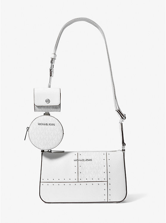 Micheal Kors Jet Set Travel Small Metallic Patchwork and Signature Logo Crossbody Bag Black
