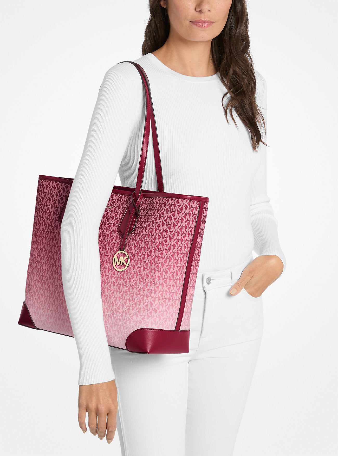 Eva Large Ombre Signature Logo Tote Bag Cherry Cherry
