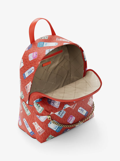 Slater Medium Printed Signature Logo Backpack Dk Sangria Dk Sangria