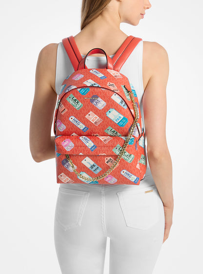 Slater Medium Printed Signature Logo Backpack Dk Sangria Dk Sangria