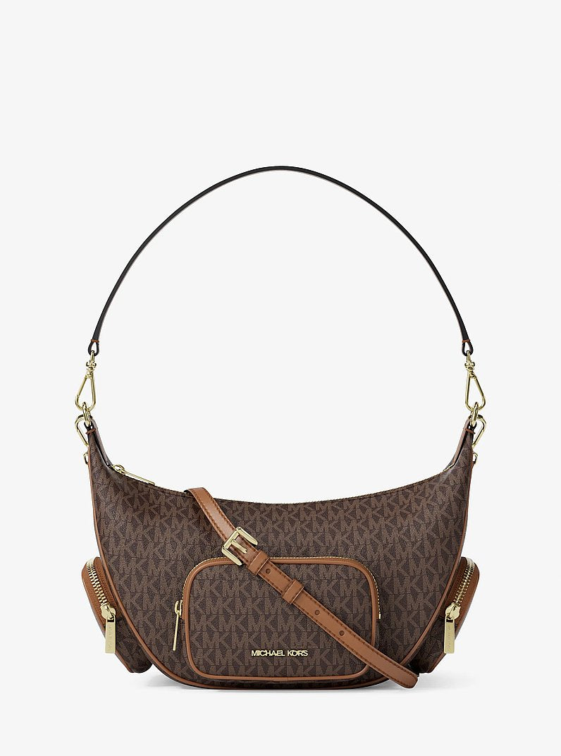 Merritt Medium Signature Logo Convertible Shoulder Bag Brown Brown