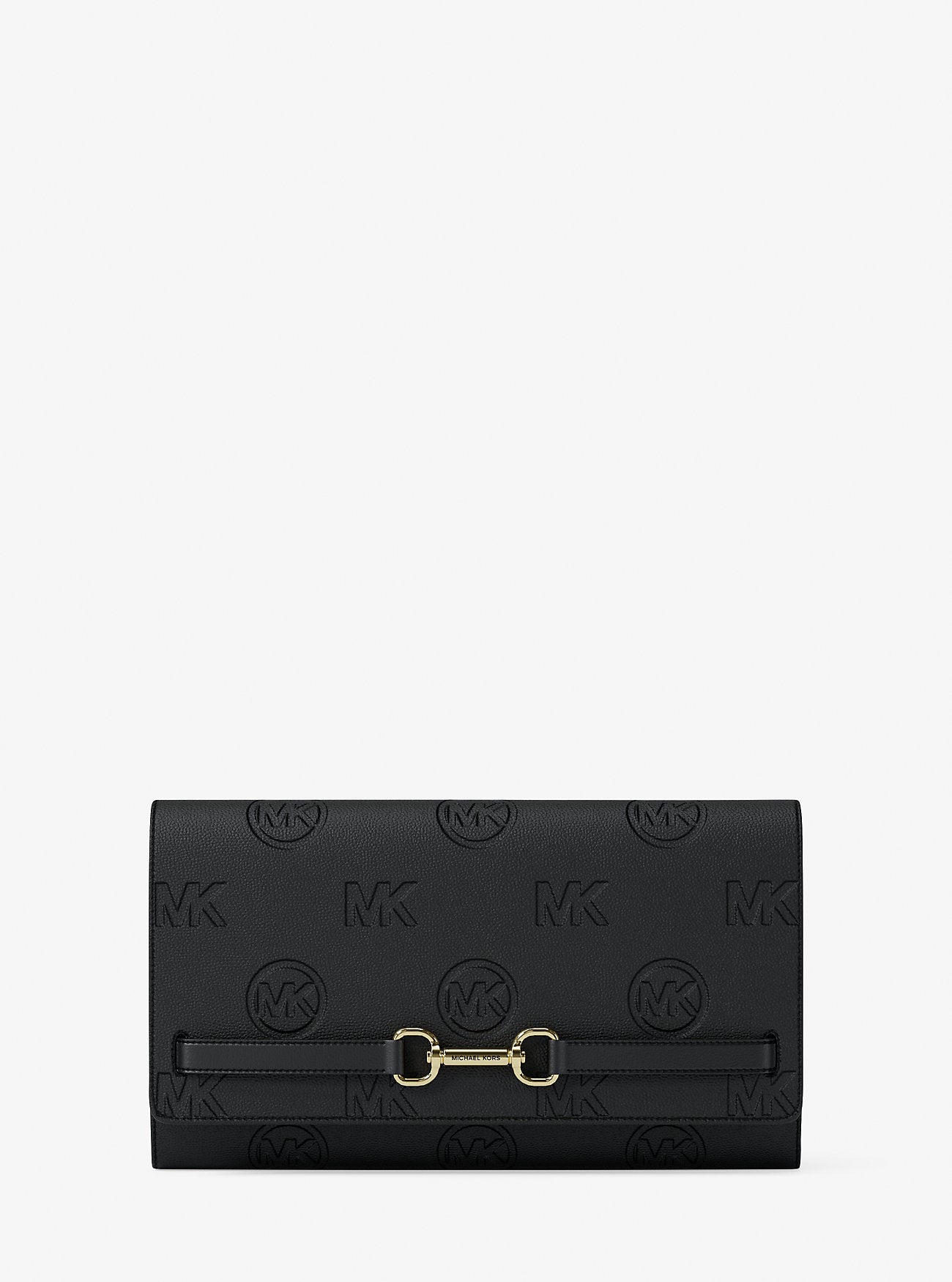Carson Large Logo Debossed Wallet Black Black